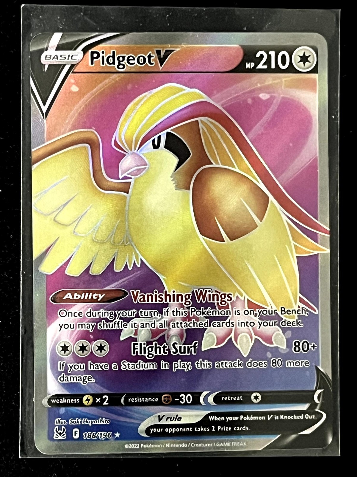 Pidgeot V 188/196 Ultra Rare Lost Origin Pokemon Near Mint