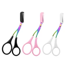 1Pc Eyebrow Trimmer Scissors With Comb Men Women Eyebrow Shaping Grooming Kit