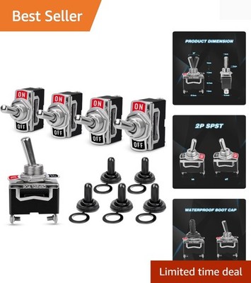 5  Heavy-Duty On/Off Toggle Switches - Waterproof Metal Design 20A 125V