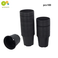 100 Pack 5/6 Inch With Drainage Holes Nursery Pot For Plants Plastic Plant Pots