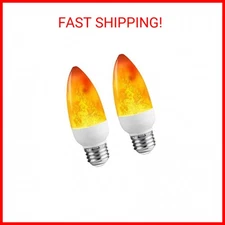 Dervacle LED Flame Effect Light Bulb E26 Flickering Candelabra Light Bulbs 4w Wa