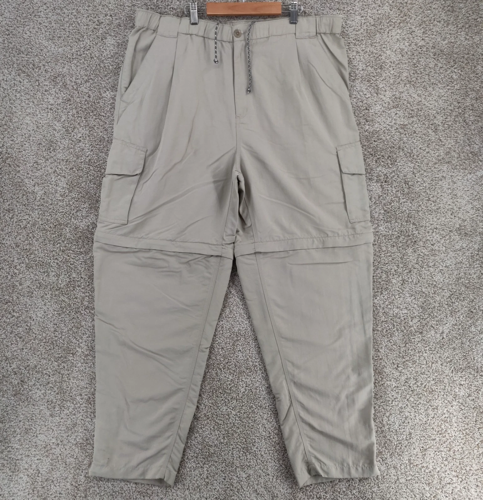 Simms Fishing Pants Mens XL 38x30 Beige Convertible Cargo Zip Nylon Ankle Zip