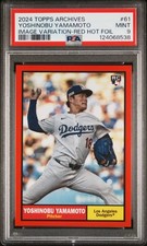 Yoshinobu Yamamoto 2024 Topps Archives 19/50 Image Variation RC Red PSA 9  -ZHH6