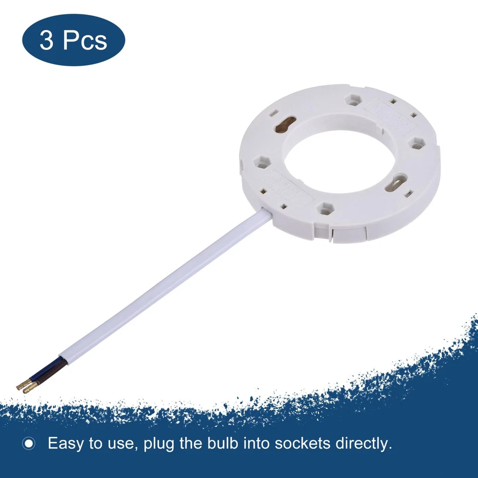 GX53 Bulb Socket AC 12-250V 2A 15cm Wire Lamp Holder Ceramics Beige 3pcs - Image 4 of 4