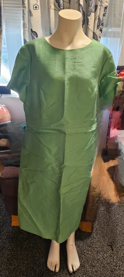 Abrigo columpio vintage años 50-60 verde menta con piel y vestido a juego Foto 4 de 4