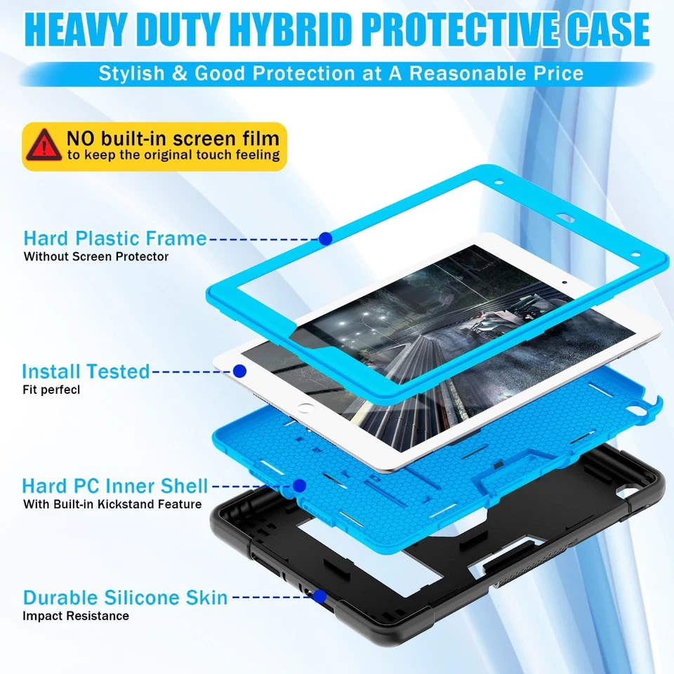 For iPad 9th 8th 7th 6th 5th 4th 3rd 2nd Gen 10.2"/9.7" Heavy Duty Rugged Case - Image 4 of 4