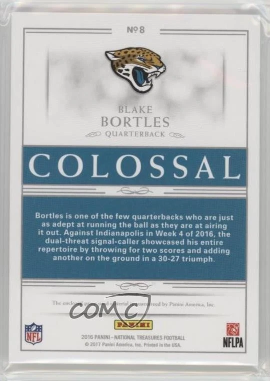2016 Panini National Treasures Colossal Materials /49 Blake Bortles #8 - Image 2 of 2