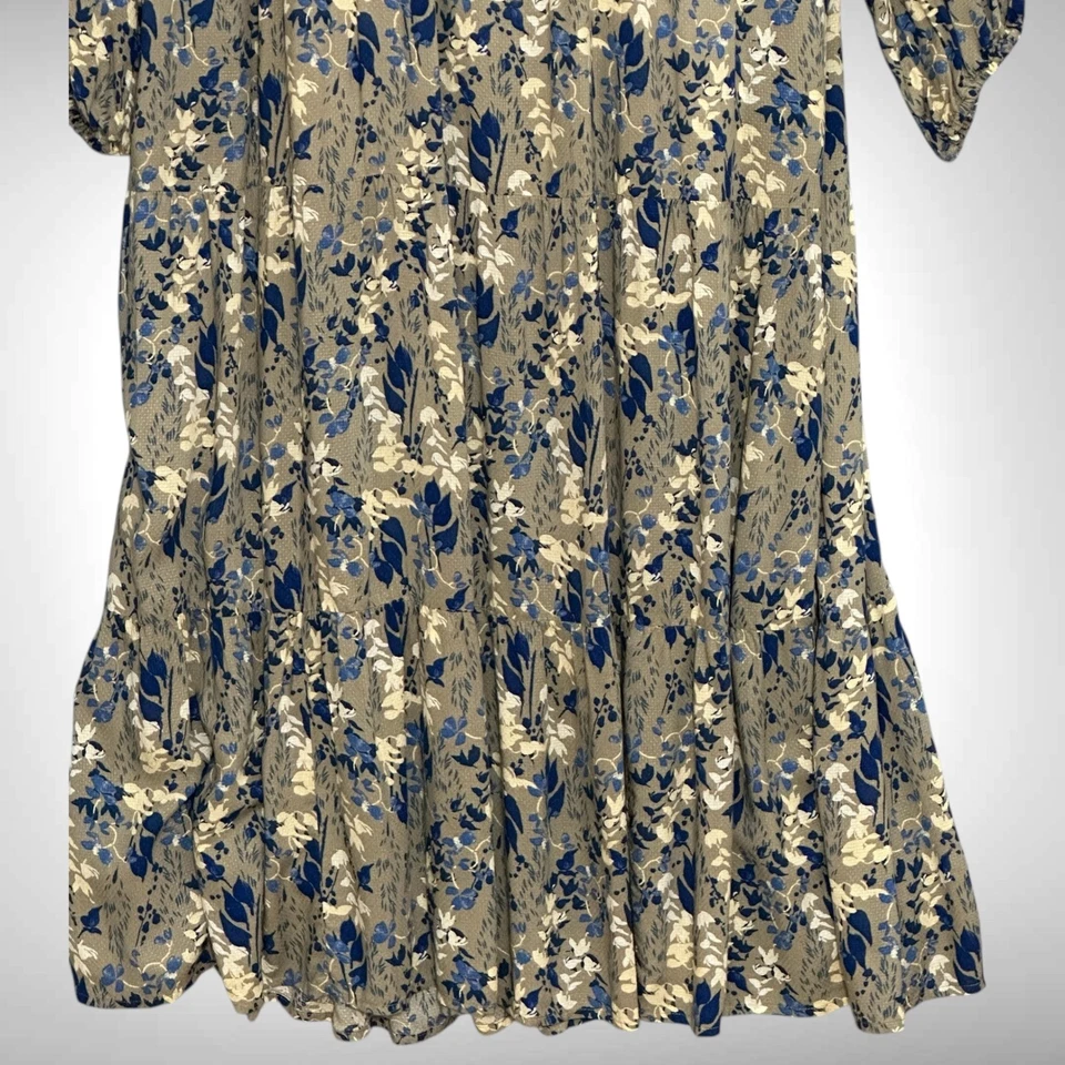 Vestido para mujer A New Day XXL beige azul estampado floral en capas maxi boho cottagecore Foto 4 de 4