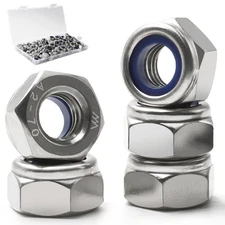 Vifmy 90 Pack M8-1.25mm Nylon Insert Locknuts,304 Stainless Steel A2-70 Lock ...