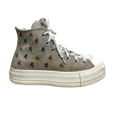 Converse Chuck Taylor Women Platform Sneaker Suede Floral Embroidered High Top 7