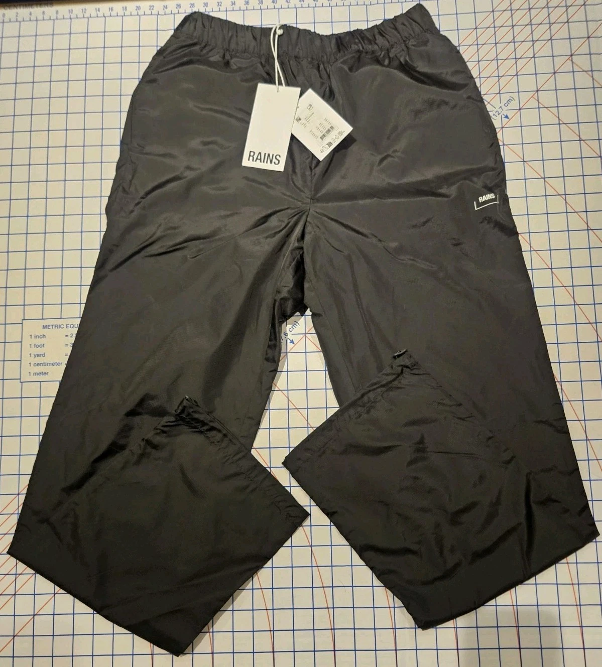 Rains Black Dili Pants Regular No 18070 Medium Trousers Unisex Waterproof Windbr