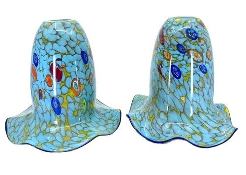 Vintage Murano Millefiori Italian Glass Hand Blown Hanging Pendant Lamp Shades