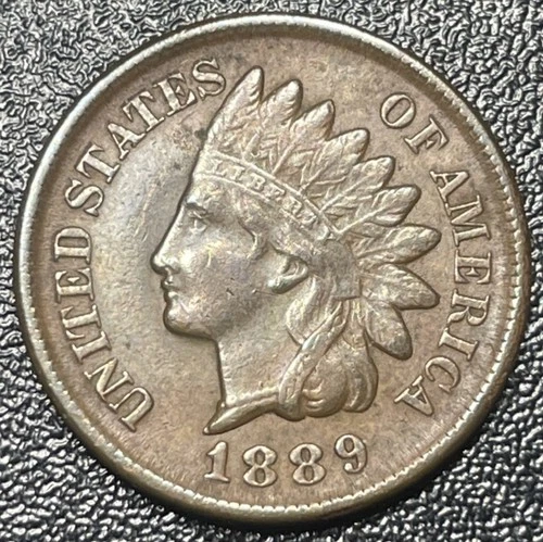 1889 Indian Head Cent Penny, Choice AU+ Tougher Date