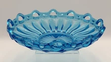 11" Azure Fostoria Glass Colonial Prism Open Edge Bowl Line #2183 Blue 1925-39