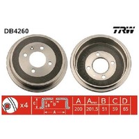 2X Bremstrommel Hinten FüR Seat Cordoba 6K 1.0 1.4 1.9 93 Bis 02 TRW Neu 1Y