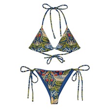 Vintage Floral Print Women String Bikini Swimsuit Swimwear