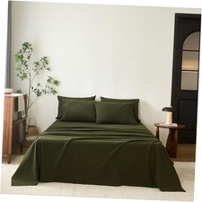 100 Cotton 6-Piece Queen Size 102" x 90" Bedding Queen 102" x 90" Olive Green