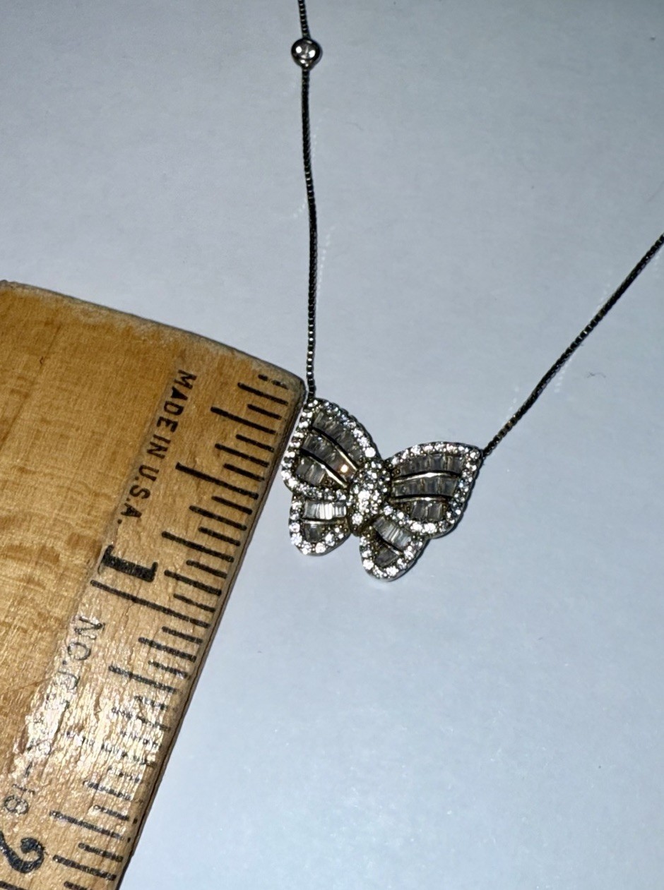 ESTATE Solid Sterling Silver Gemstone Butterfly P… - image 3