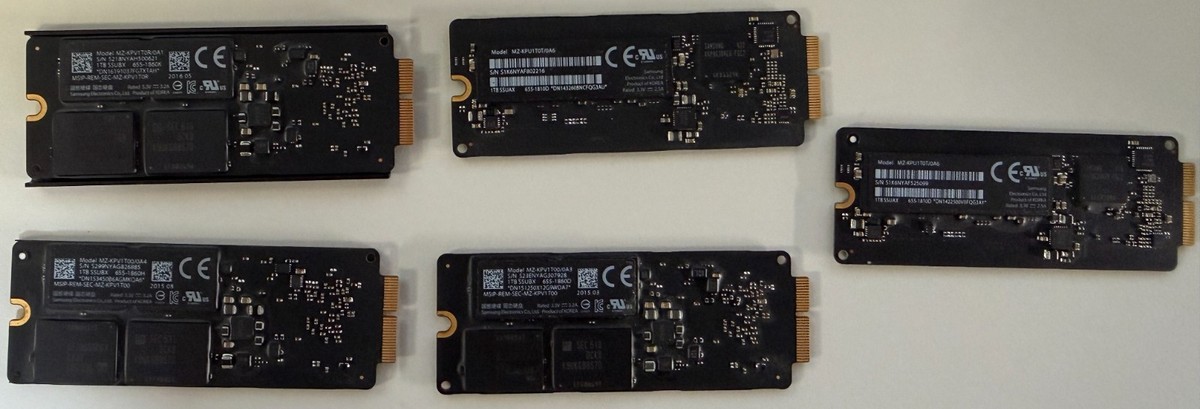 Lot of 5 - 1TB -Apple Mac Pro A1481 Late 2013 12-16 Pin 2 with