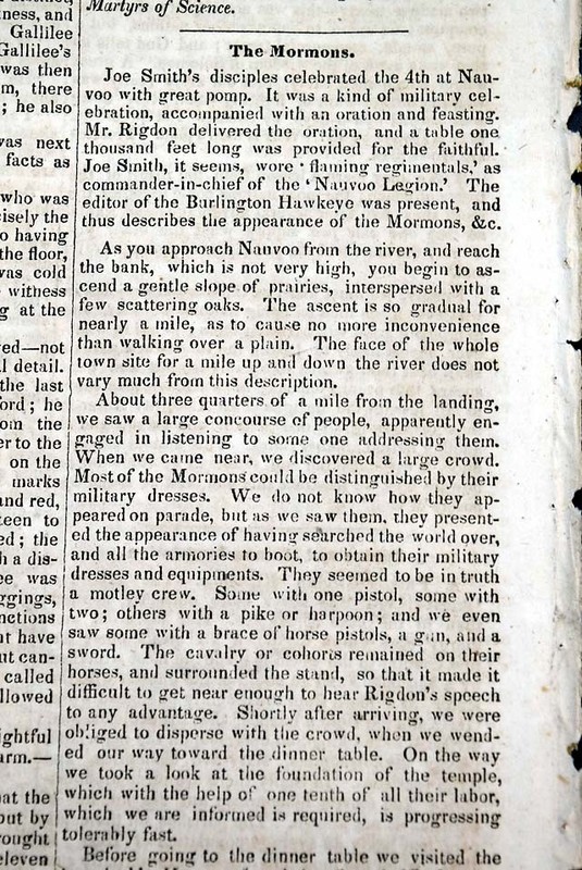 Rare ANTI SLAVERY Slaves w/ MORMONS Nauvoo Legion Joseph Smith 1840 Newspaper