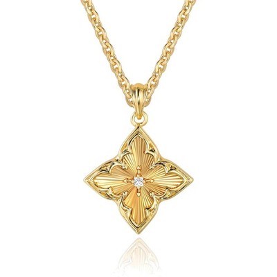Colorful Clover Pendant Necklace for Women - Lucky 14K Gold Plated Jewelry