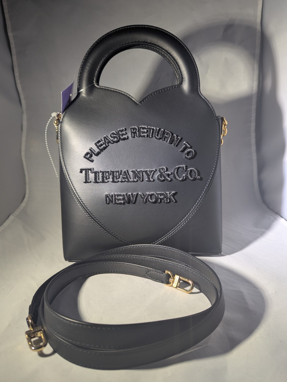 NWT Super Rare Tiffany & Co. Return To Tiffany Raised Logo Black Leather Purse