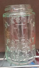 Mason’s patent nov. 30th 1858 light green pint KEYSTONE