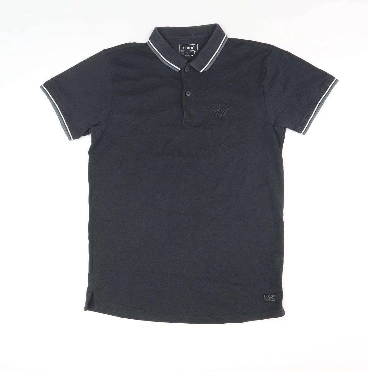 Chemise Fire Trap Slim Fit - Taille S, Torse 36" - Manches Courtes - Bleu Marine - Neuf