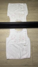New Vintage Toddlers 1970s Hand Made Flower Embroidered Button Up Tank Top Shirt