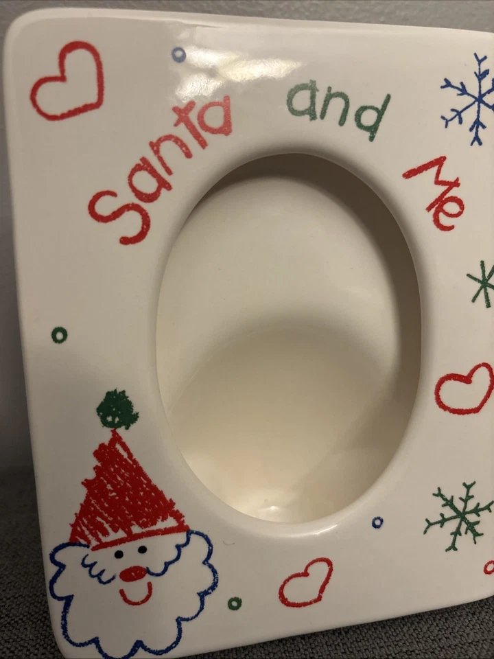 Moldura estilo lápis de cor vintage Russ cerâmica Papai Noel e eu 3,75 x 2,75" - Imagem 2 de 3