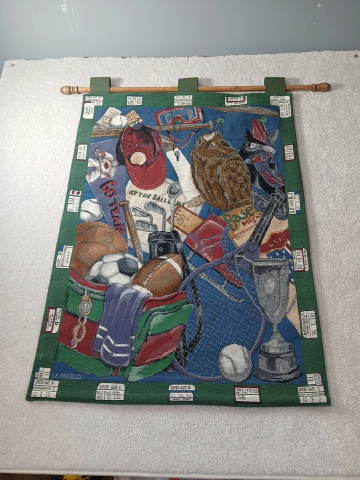 Vintage Game Day Tapestry Wall Hanging Sports Football Man Cave Boys Room USA - Image 2 of 4