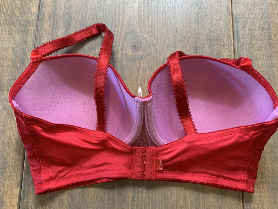 Josie Natori Women's Red Underwire Floral Lace Bra Size: 32DD — 第 3/4 张图片