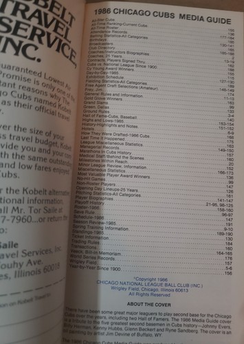 1986 Chicago Cubs Media Guide Ryne Sandberg Cover Dunston Sutcliffe Smith - Picture 3 of 3