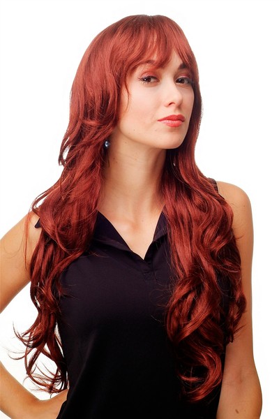 Damen PerüCke Wig Rotbraun Locken Wellig Lang Seitenscheitel Ca. 70 Cm 9204S-35-image