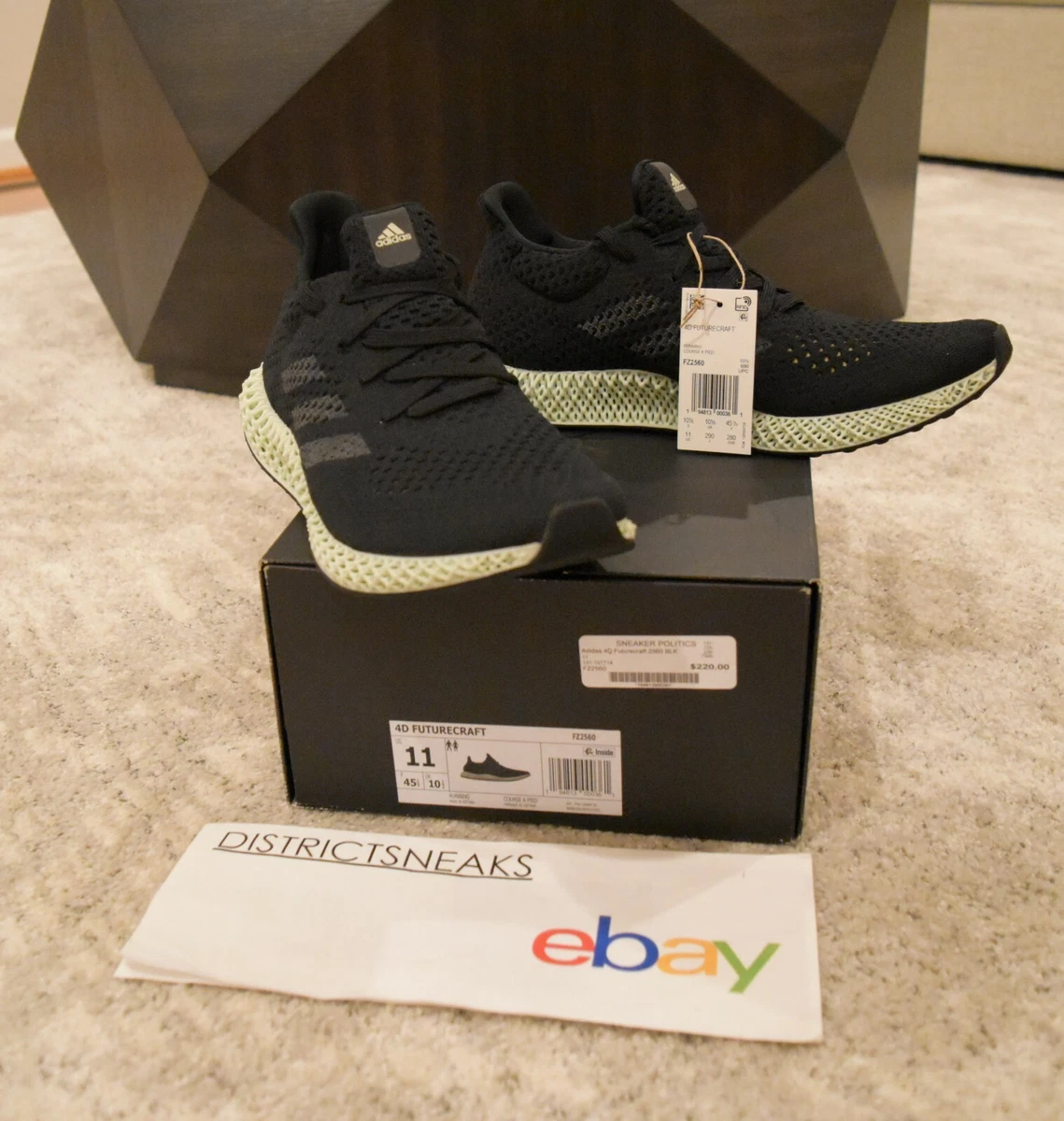 Adidas Futurecraft 4D 2021 Black Green Size 11 FZ2560 eBay
