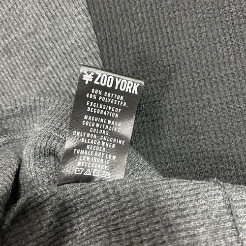 ZOO YORK Thermal Shirt Men S Gray Black Henley Long Sleeve Logo Skater Outdoor - Picture 3 of 9
