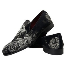 DOLCE & GABBANA Shoes Dress Black Floral Slippers Men Loafers EU39 / US6 1200usd