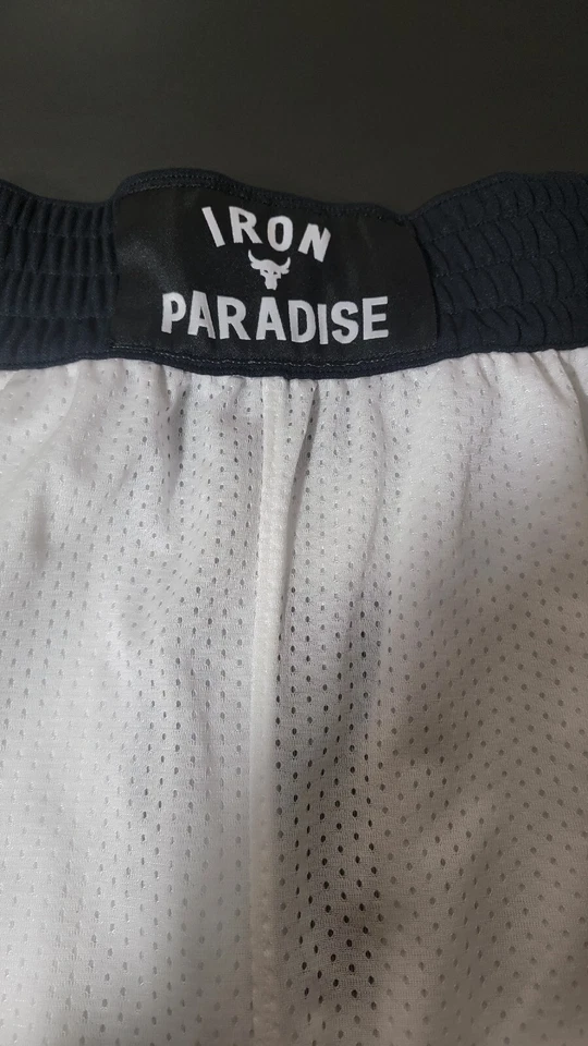 Pantalones Cortos Under Armour Project Rock Iron Paradise Blancos Para Hombre Talla Pequeña Nuevos con Etiquetas 1361618-100 Foto 2 de 4