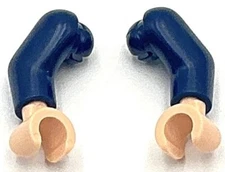 Lego New Pair of Dark Blue Arms and Light Nougat Hands Minifigure Pieces