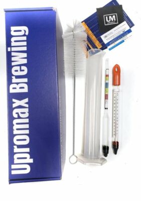4Pcs Set Triple Scale Hydrometer Gravity Thermometer Test Jar & Brush Beer Wine
