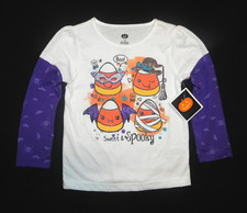 NWT Toddler Girls SWEET  SPOOKY Glitter Sparkle L/S Halloween T-Shirt Top 12M