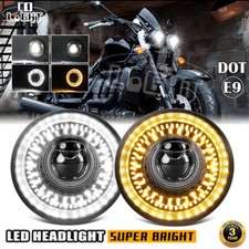 UK Universal 5-3/4" 5.75 inch Headlight DRL LED Turn Signal Light Motorcycle 2X