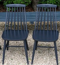 X2 ERCOL STYLE SOLID  STICK BACK DINING CHAIRS PITCH BLACK FARROW AND BALL 