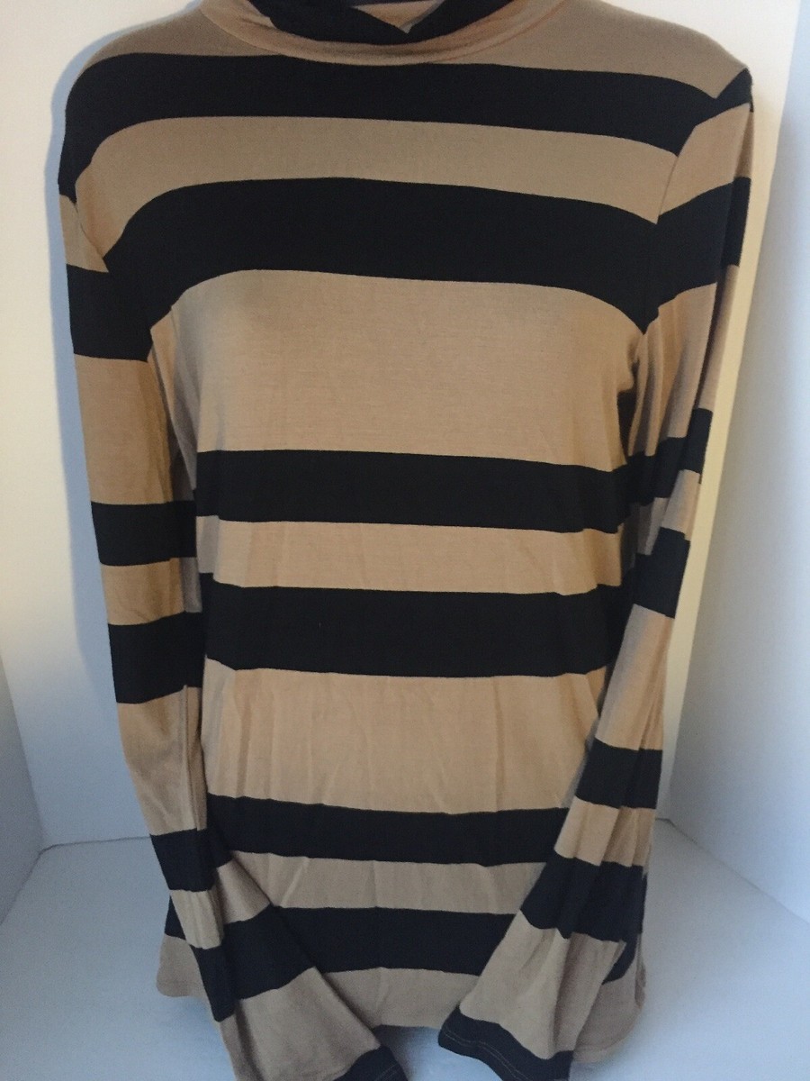 シャツ BANANA REPUBLIC WOMEN'S BLACK &TAN KNIT MEDIUM SHIRT SPANDEX
