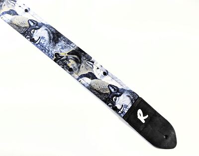 Three Wolf Moon Guitar Strap-3 Wolf Moon Guitar Strap -Wolf Guitar Strap-