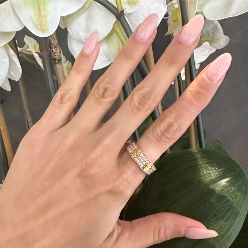 Cartier Love Ring Diamond-Paved 18k Rose Gold Size 55, 2023 Papers (X-199) - Picture 2 of 5