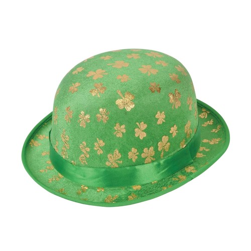 Irish Gold Shamrock Bowler Hat 