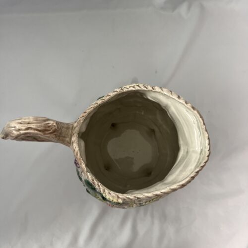Large Vintage Ceramic FITZ and FLOYD Basket Weave PITCHER with Trailing Berries - Picture 8 of 9