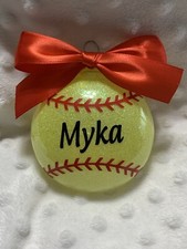 Softball shatterproof personalized Christmas Ornament