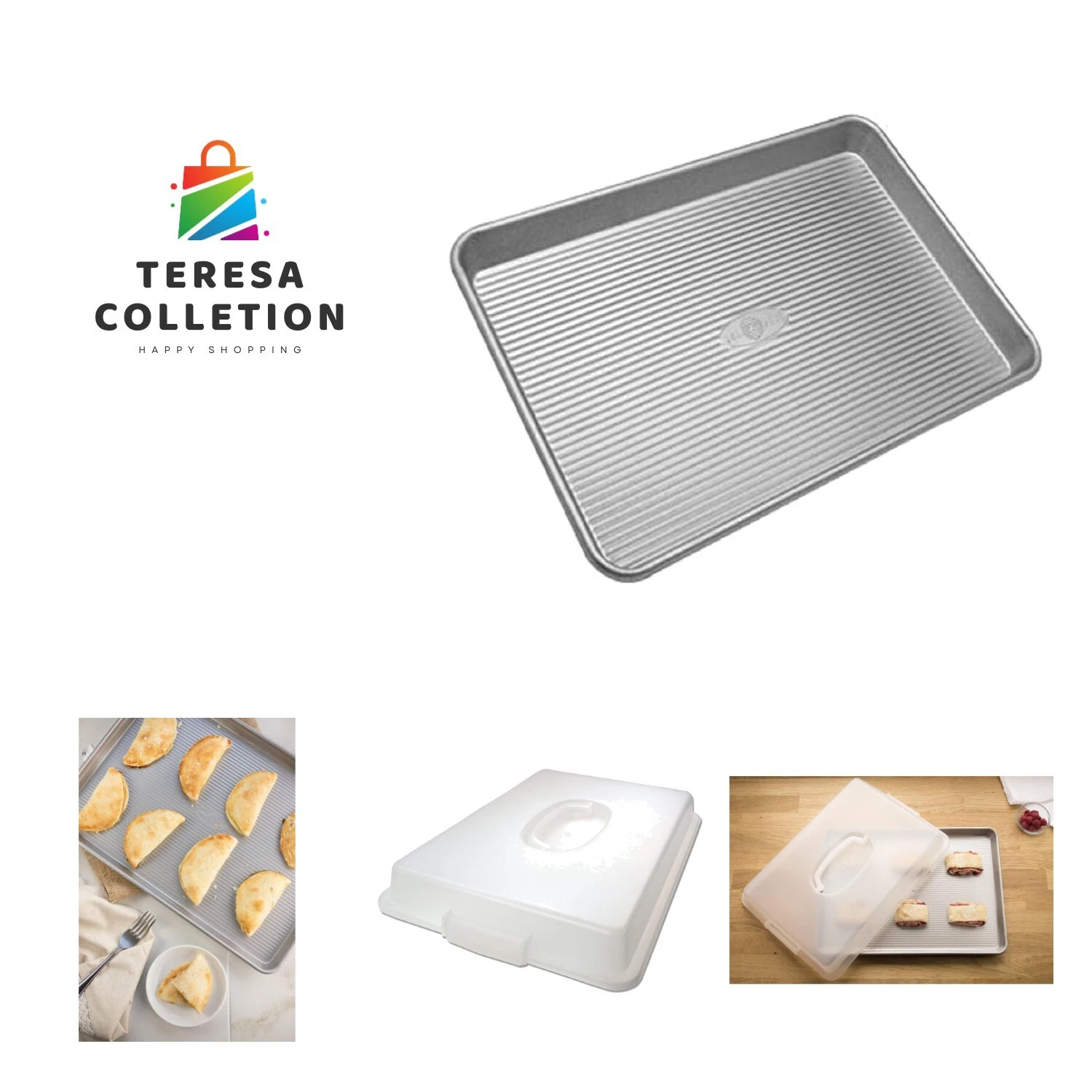 Bakeware Nonstick, Half Sheet Pan with Lid, White